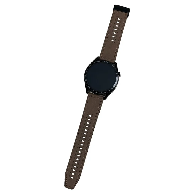 Universal 22mm PU Leather+Silicone Watch Band Replacement with Magnetic Folding Buckle - Coffee
