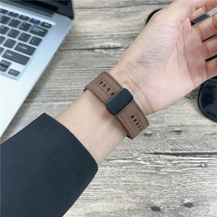 Universal 22mm PU Leather+Silicone Watch Band Replacement with Magnetic Folding Buckle - Coffee