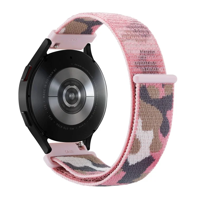 For Samsung Galaxy Watch3 45mm / Garmin Venu 3 Watch Band 22mm Nylon Loop Camouflage Strap - Pink Camo