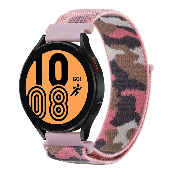 For Samsung Galaxy Watch3 45mm / Garmin Venu 3 Watch Band 22mm Nylon Loop Camouflage Strap - Pink Camo
