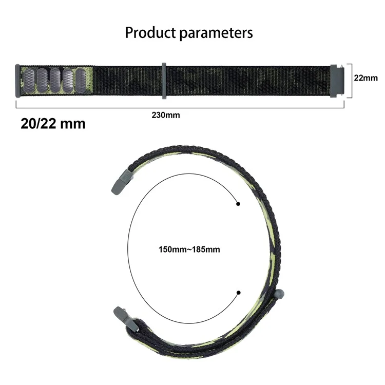 For Samsung Galaxy Watch3 45mm / Garmin Venu 3 Watch Band 22mm Nylon Loop Camouflage Strap - Pink Camo