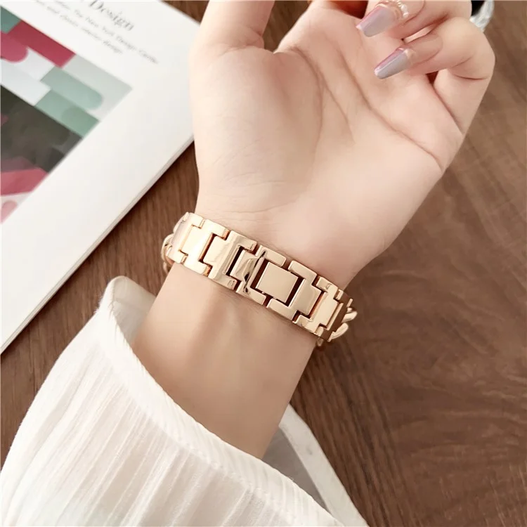 For Xiaomi Smart Band 9 NFC / 9 / 8 NFC / 8 Chain Strap Zinc Alloy Metal Smartwatch Bands with Connector - Rose Gold