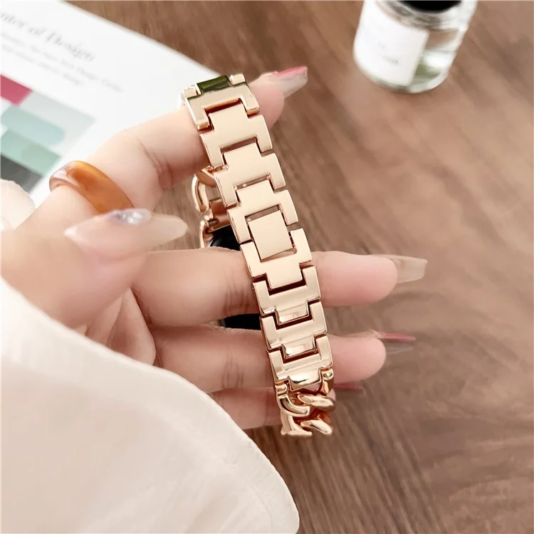 For Xiaomi Smart Band 9 NFC / 9 / 8 NFC / 8 Chain Strap Zinc Alloy Metal Smartwatch Bands with Connector - Rose Gold