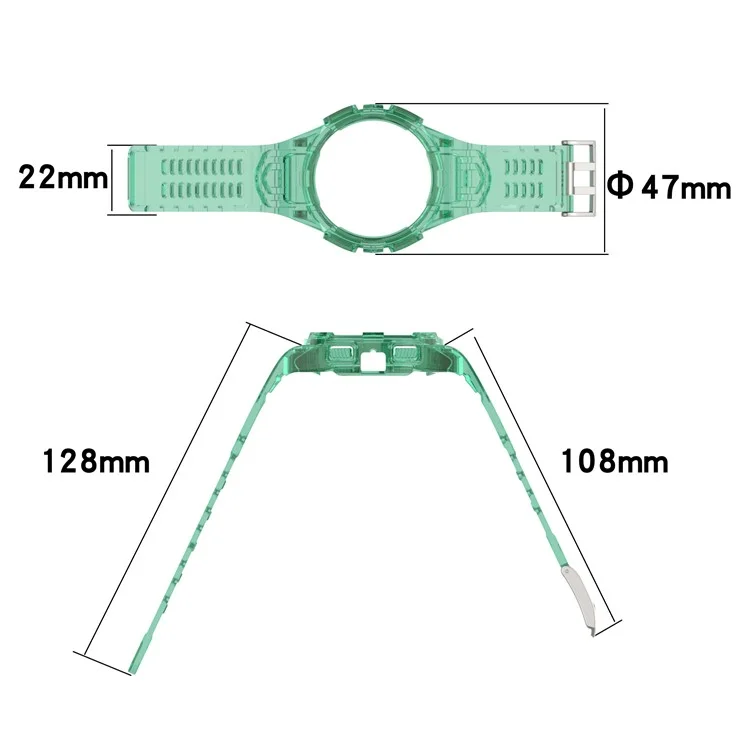 For Samsung Galaxy Watch4 44mm Silicone Watch Band Replacement Strap with Integrated Watch Case - Transparent Green