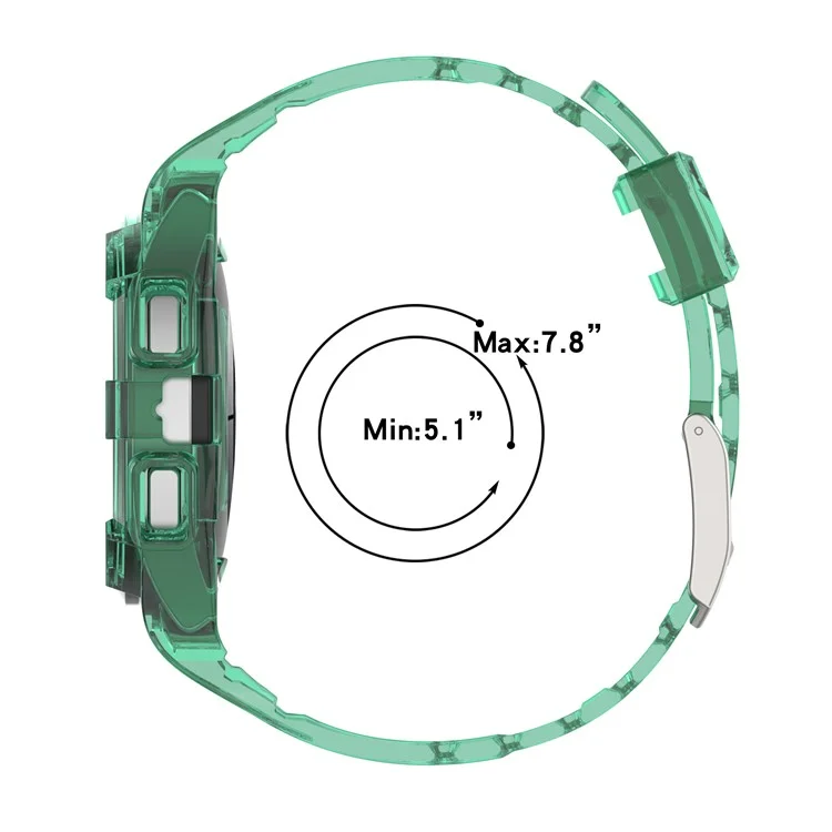 For Samsung Galaxy Watch4 44mm Silicone Watch Band Replacement Strap with Integrated Watch Case - Transparent Green