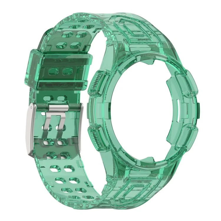For Samsung Galaxy Watch4 Classic 46mm Silicone Watch Band Ajustable Strap with Integrated Watch Case - Transparent Green