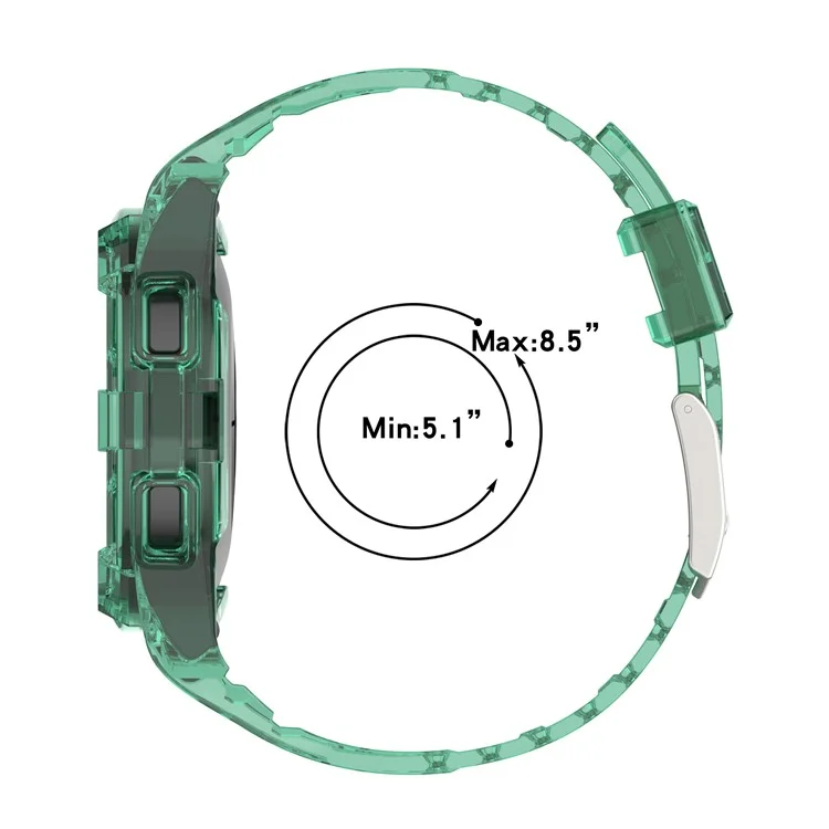For Samsung Galaxy Watch4 Classic 46mm Silicone Watch Band Ajustable Strap with Integrated Watch Case - Transparent Green