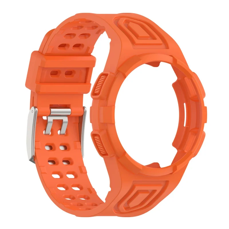 For Samsung Galaxy Watch4 Classic 46mm Silicone Watch Band Ajustable Strap with Integrated Watch Case - Orange