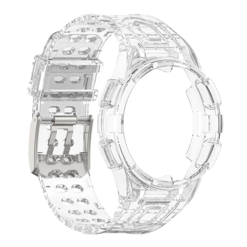 For Samsung Galaxy Watch4 Classic 46mm Silicone Watch Band Ajustable Strap with Integrated Watch Case - Transparent