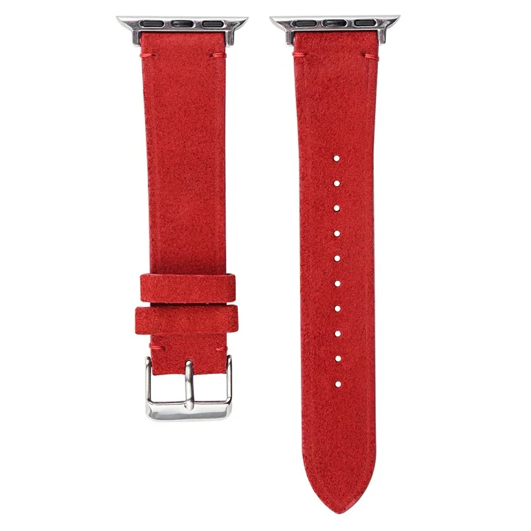 For Apple Watch Series 10 46mm / Ultra 2 Ultra 49mm /  Series 9 8 7 45mm / 6 5 4 SE (2023) SE (2022) SE 44mm / 3 2 1 42mm Textured Leather Watch Bands - Red
