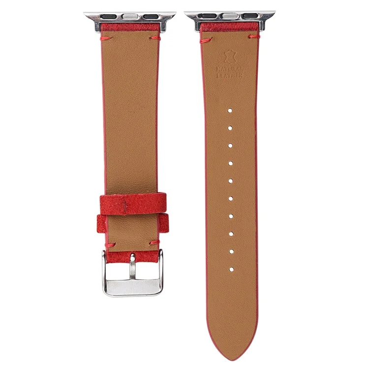 For Apple Watch Series 10 46mm / Ultra 2 Ultra 49mm /  Series 9 8 7 45mm / 6 5 4 SE (2023) SE (2022) SE 44mm / 3 2 1 42mm Textured Leather Watch Bands - Red