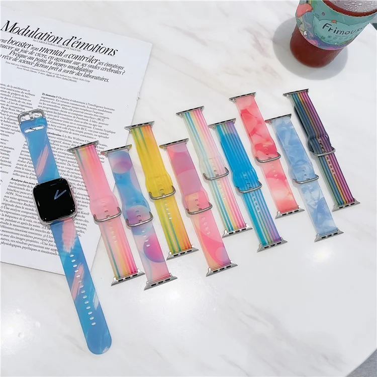 Für Apple Watch Series 10 46mm / Ultra 2 Ultra 49mm / Series 9 8 7 45mm / 6 5 4 SE (2023) SE (2022) SE 44mm / 3 2 1 42mm Armband Silikonarmband - Blue Mix