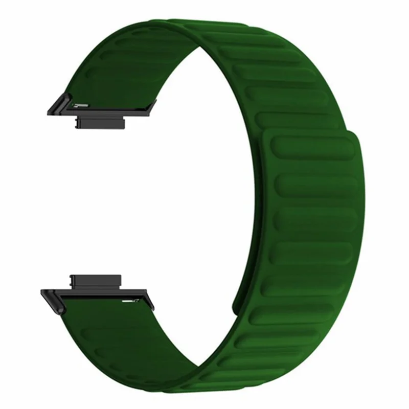 For Huawei Watch Fit 2 Magnetic Watch Strap Silicone Adjustable Wristband - Army Green