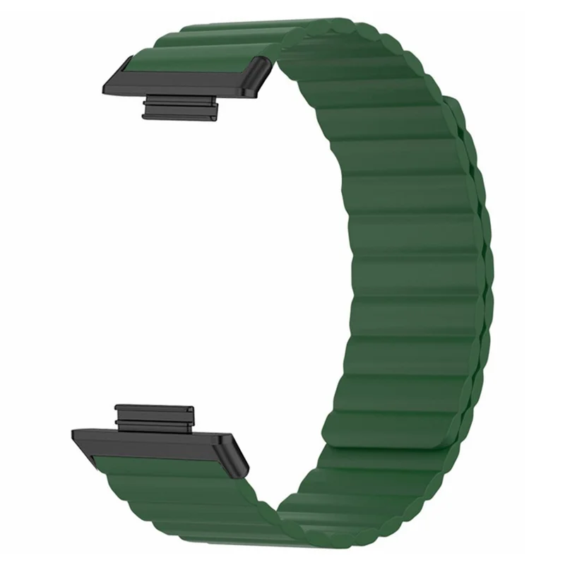 For Huawei Watch Fit 2 Magnetic Watch Strap Silicone Adjustable Wristband - Army Green