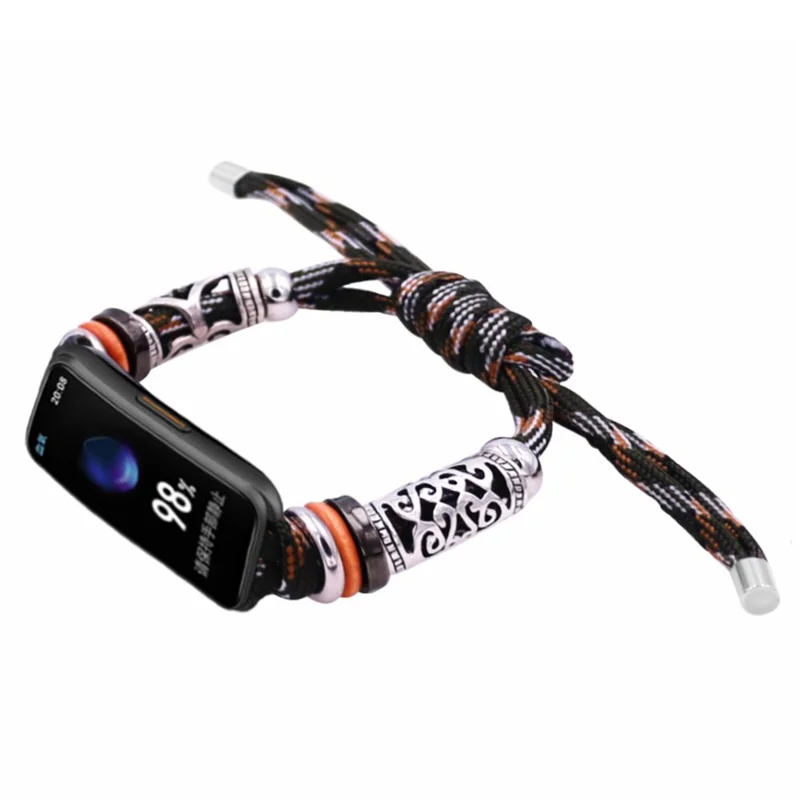 For Keep B4 / Huawei Watch Fit mini Beads Bracelet Braided Watch Band Strap - Forest Camo