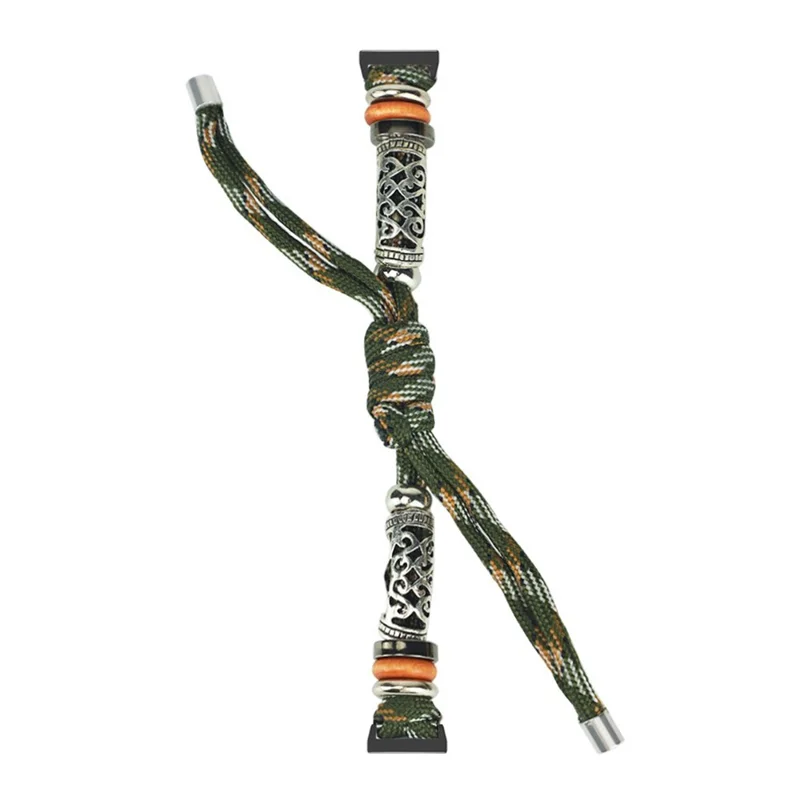 For Keep B4 / Huawei Watch Fit mini Beads Bracelet Braided Watch Band Strap - Forest Camo