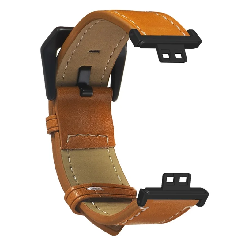 For Huawei Watch Fit / Watch Fit Special Edition Strap Genuine Cow Leather Retro Watch Band - Brown