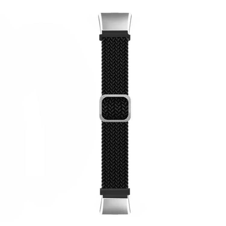 Para Oppo Watch Free Replacement Strap Trançado Elástico Tecido Banda de Relógio com Conector de Prata - Preto
