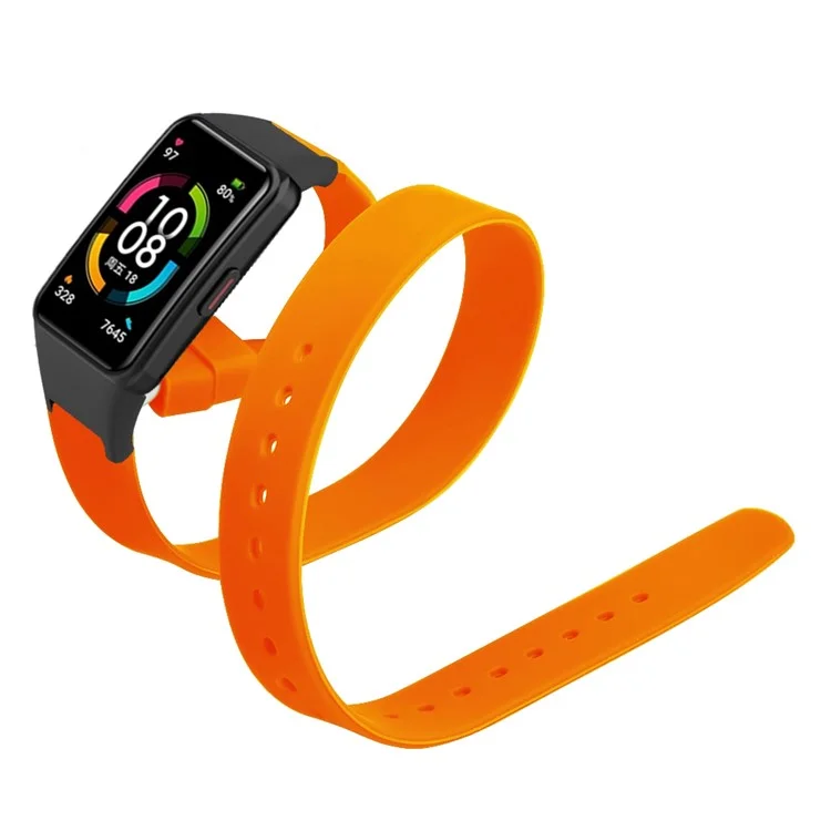 Para Huawei Band 6 / Band 6 Pro / Honor Band 6 Strap Long Silicone Watch Bands - Orange