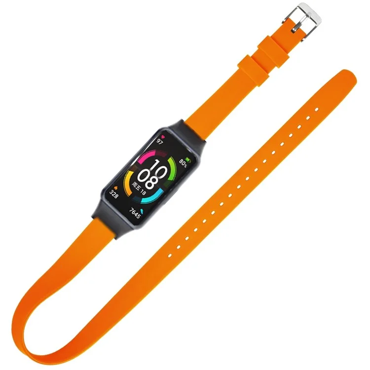 Para Huawei Band 6 / Band 6 Pro / Honor Band 6 Strap Long Silicone Watch Bands - Orange