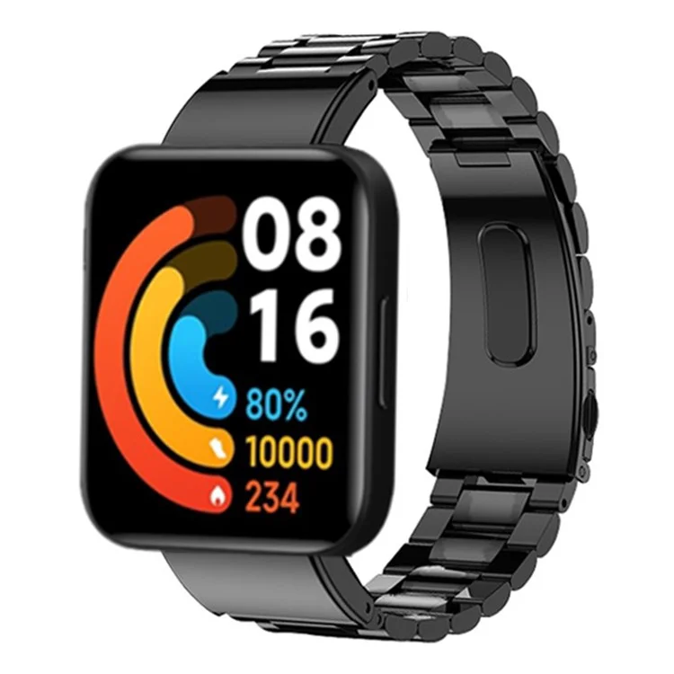 Para Xiaomi Redmi Watch 2 / Watch 2 Lite Watch Band 3-beads Solid Metal Strap Replacement - Negro