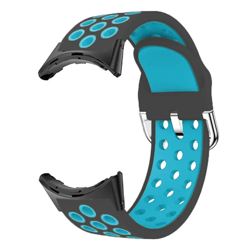 Силиконовый ремешок для часов Google Pixel Watch 3 41 мм / Watch 2 / Pixel Watch, двухцветные дышащие браслеты — черный+синий