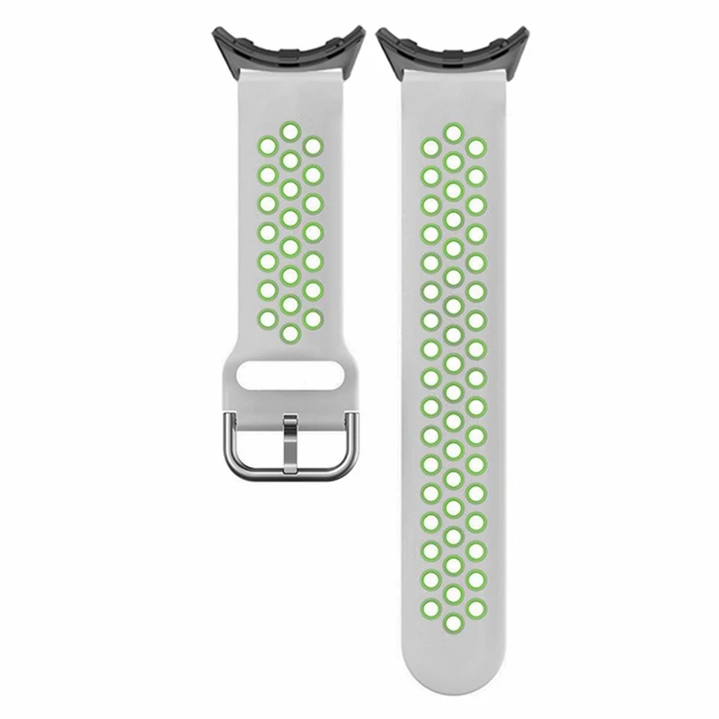 For Google Pixel Watch 3 41mm / Watch 2 / Pixel Watch Silicone Strap Dual Color Breathable Watch Bands - Grey+Green