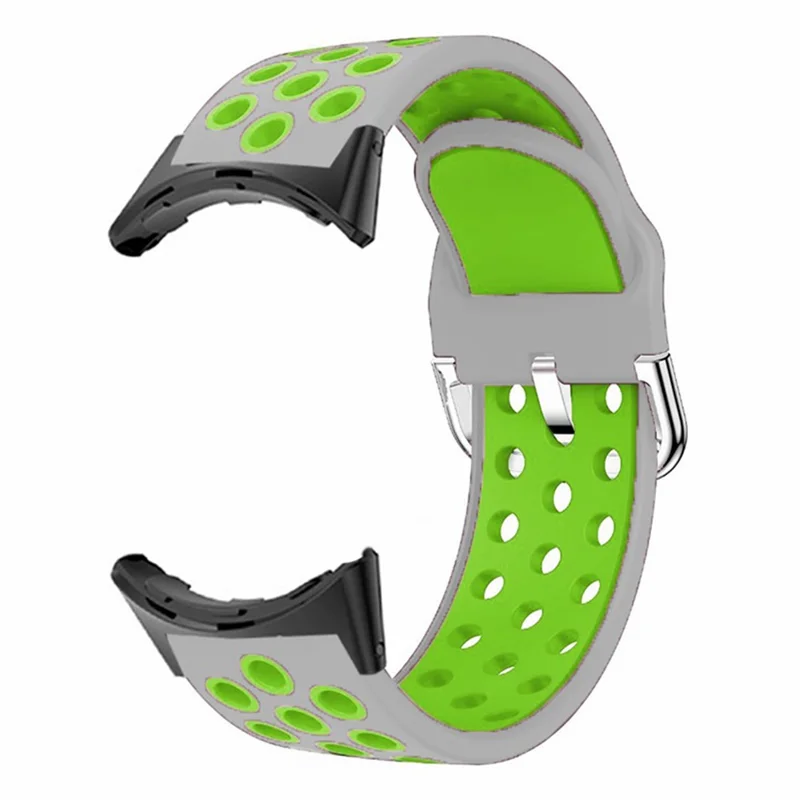 For Google Pixel Watch 3 41mm / Watch 2 / Pixel Watch Silicone Strap Dual Color Breathable Watch Bands - Grey+Green