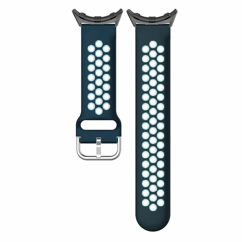 For Google Pixel Watch 3 41mm / Watch 2 / Pixel Watch Silicone Strap Dual Color Breathable Watch Bands - Dark Blue+White