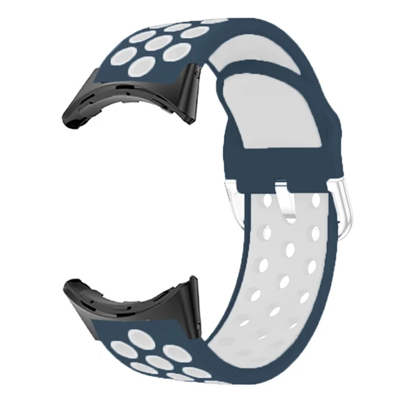 For Google Pixel Watch 3 41mm / Watch 2 / Pixel Watch Silicone Strap Dual Color Breathable Watch Bands - Dark Blue+White