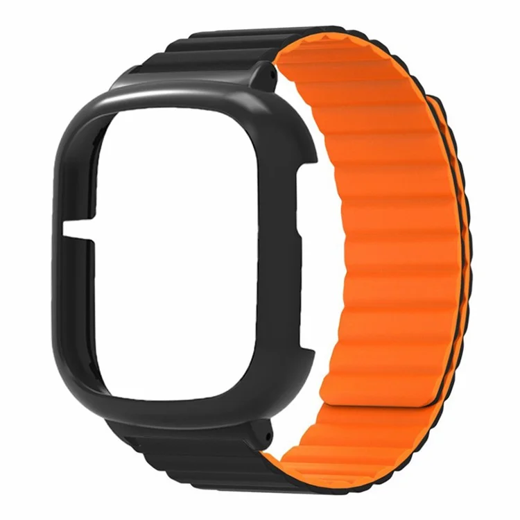For Honor Watch 4 Silikonarmband Magnetisches Armband mit PC-Uhrengehäuse - Schwarz+Orange