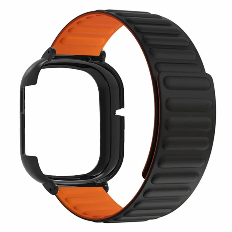 For Honor Watch 4 Silikonarmband Magnetisches Armband mit PC-Uhrengehäuse - Schwarz+Orange
