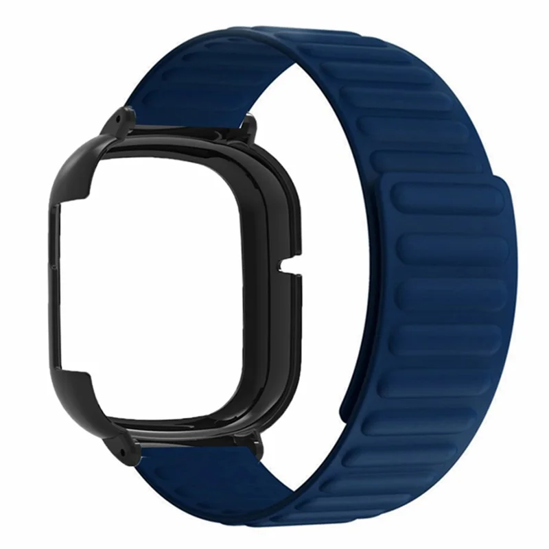 For Honor Watch 4 Silicone Watch Band Magnetic Wrist Strap with PC Watch Case - Dark Blue