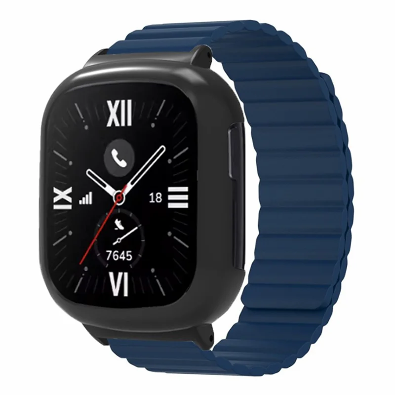 For Honor Watch 4 Silicone Watch Band Magnetic Wrist Strap with PC Watch Case - Dark Blue