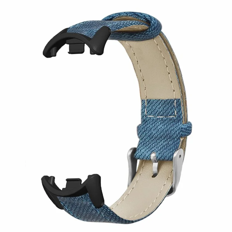 Für Xiaomi Mi Band 9 NFC / Mi Band 9 / Smart Band 8 NFC / Smart Band 8 Armband Jeans-Textur Rindsleder-Armband - Blau