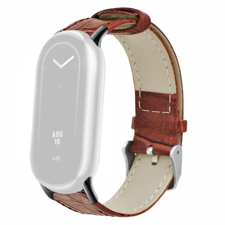 Für Xiaomi Mi Band 9 NFC / Mi Band 9 / Smart Band 8 NFC / Smart Band 8 Ersatzarmband Bambustextur Rindsleder-Band - Braun