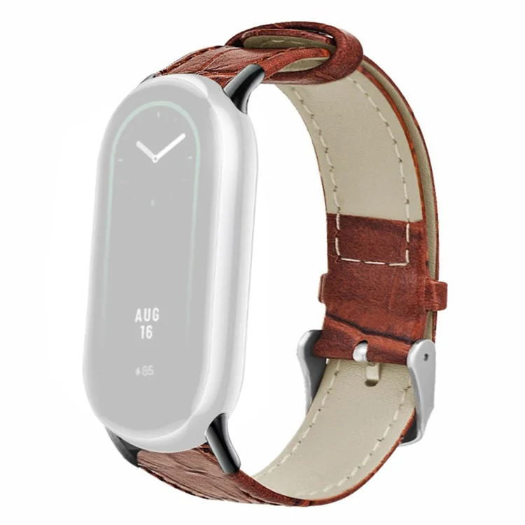 Für Xiaomi Mi Band 9 NFC / Mi Band 9 / Smart Band 8 NFC / Smart Band 8 Ersatzarmband Bambustextur Rindsleder-Band - Braun