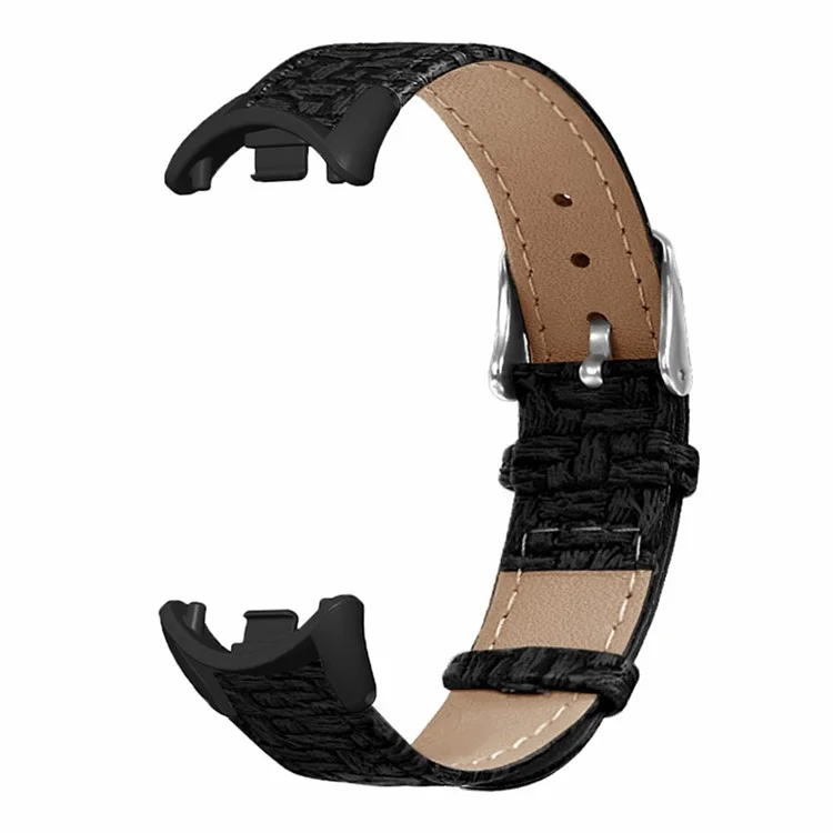 Für Xiaomi Mi Band 9 NFC / Mi Band 9 / Smart Band 8 NFC / Smart Band 8 Armband Gewebte Textur Rindsleder-Armband - Schwarz