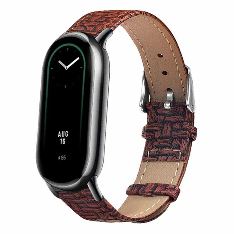 Для Xiaomi Mi Band 9 NFC / Mi Band 9 / Smart Band 8 NFC / Smart Band 8 Браслет Ремешок с тканевой текстурой из говяжьей кожи - Коричневый