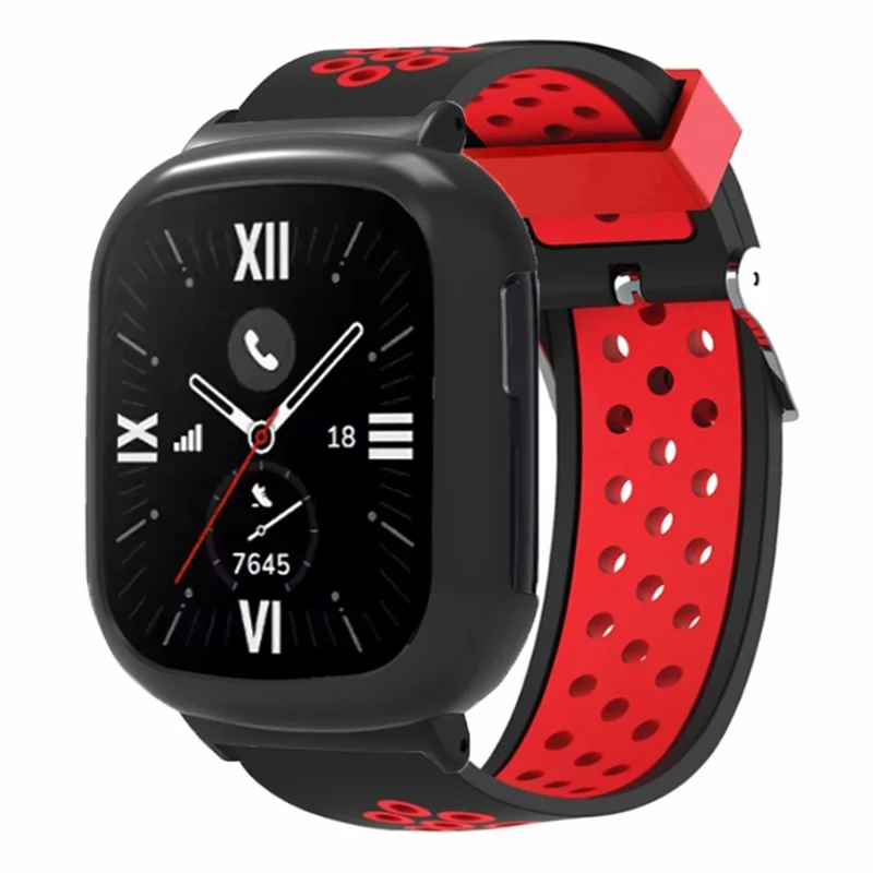 Ремешок для часов For Honor Watch 4 с двухцветным силиконовым ремешком и чехлом для часов - черный+красный