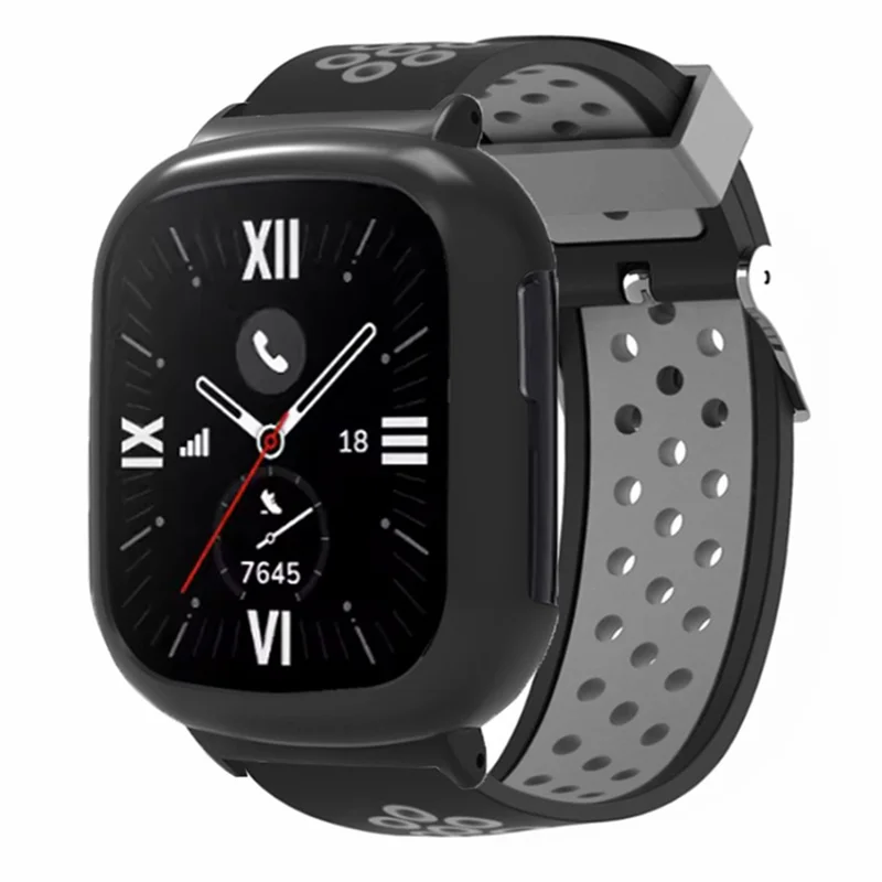 For Honor Watch 4 Adjustable Strap Dual Color Silicone Band with Watch Case - Black+Grey