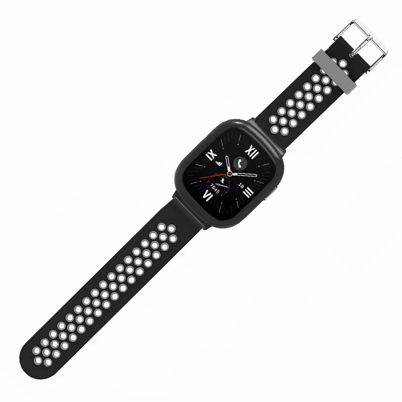 For Honor Watch 4 Adjustable Strap Dual Color Silicone Band with Watch Case - Black+Grey