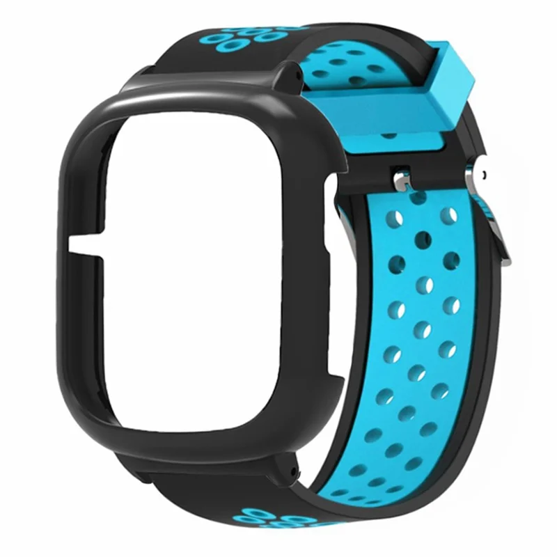 For Honor Watch 4 Adjustable Strap Dual Color Silicone Band with Watch Case - Black+Blue