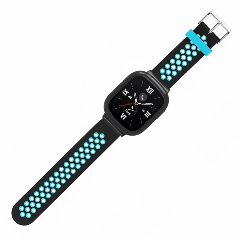 For Honor Watch 4 Adjustable Strap Dual Color Silicone Band with Watch Case - Black+Blue