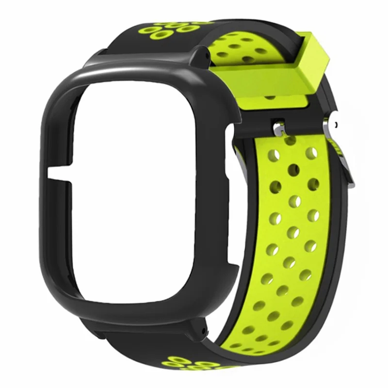 For Honor Watch 4 Verstellbares Armband Zweifarbiges Silikonband mit Gehäuse - Schwarz+Grün