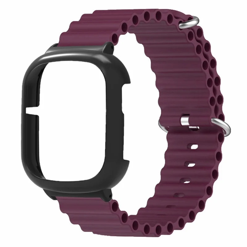 For Honor Watch 4 Wrist Strap Replacement Silicone Band with Watch Case - Wine Red