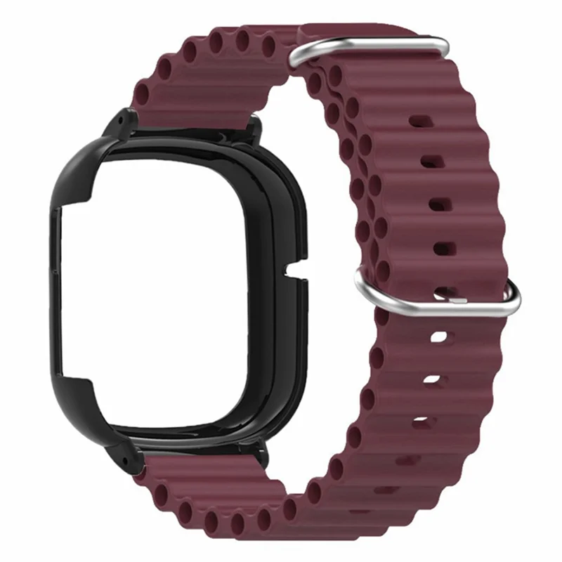 For Honor Watch 4 Wrist Strap Replacement Silicone Band with Watch Case - Wine Red