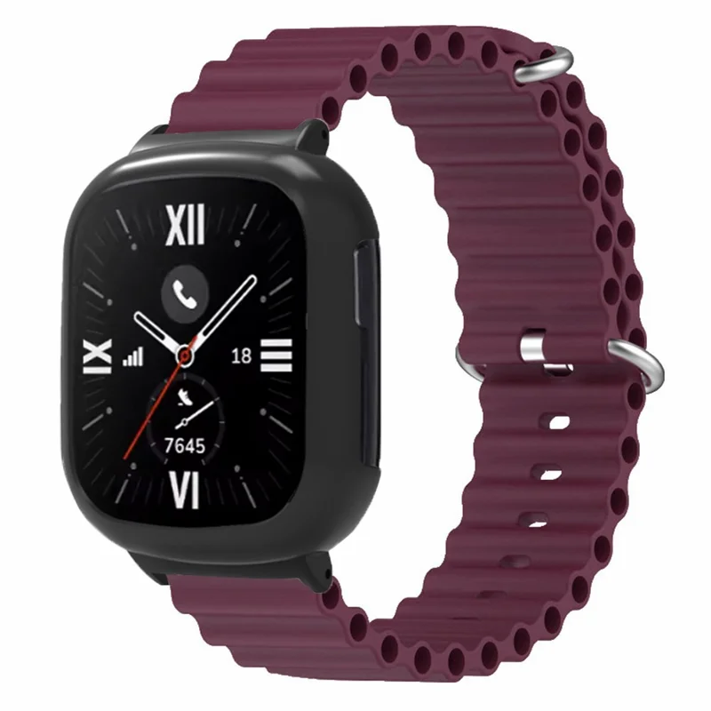 For Honor Watch 4 Wrist Strap Replacement Silicone Band with Watch Case - Wine Red