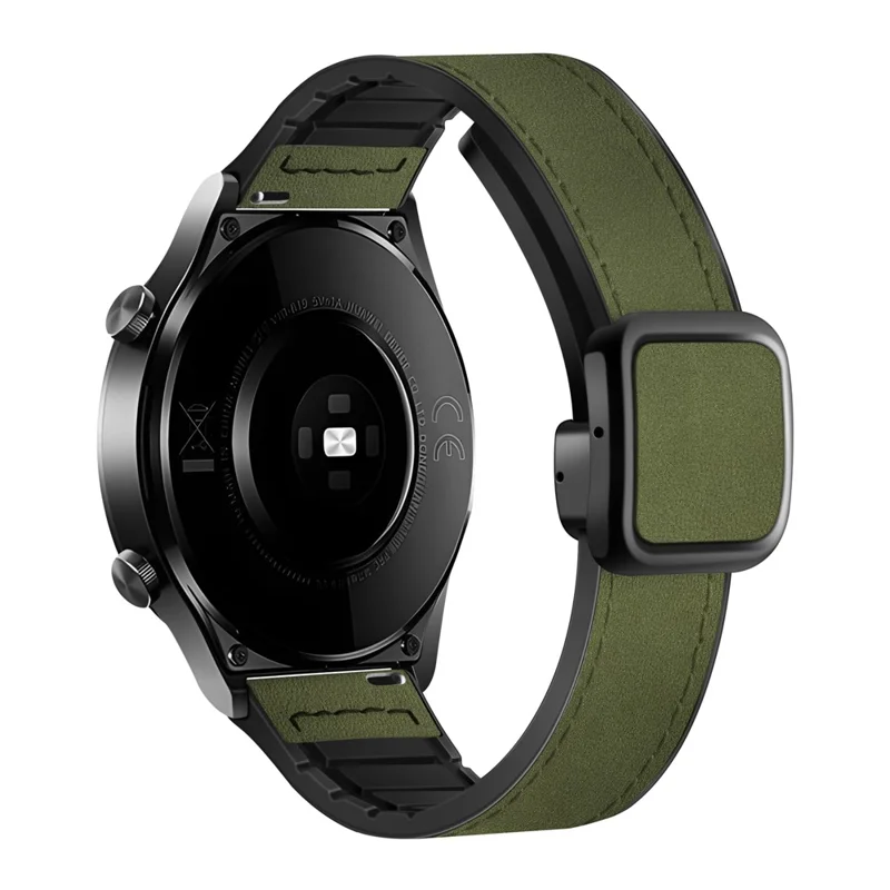For Samsung Galaxy Watch6 / Garmin Venu Sq 2 Watch Band 20mm PU Leather+Silicone Strap - Green