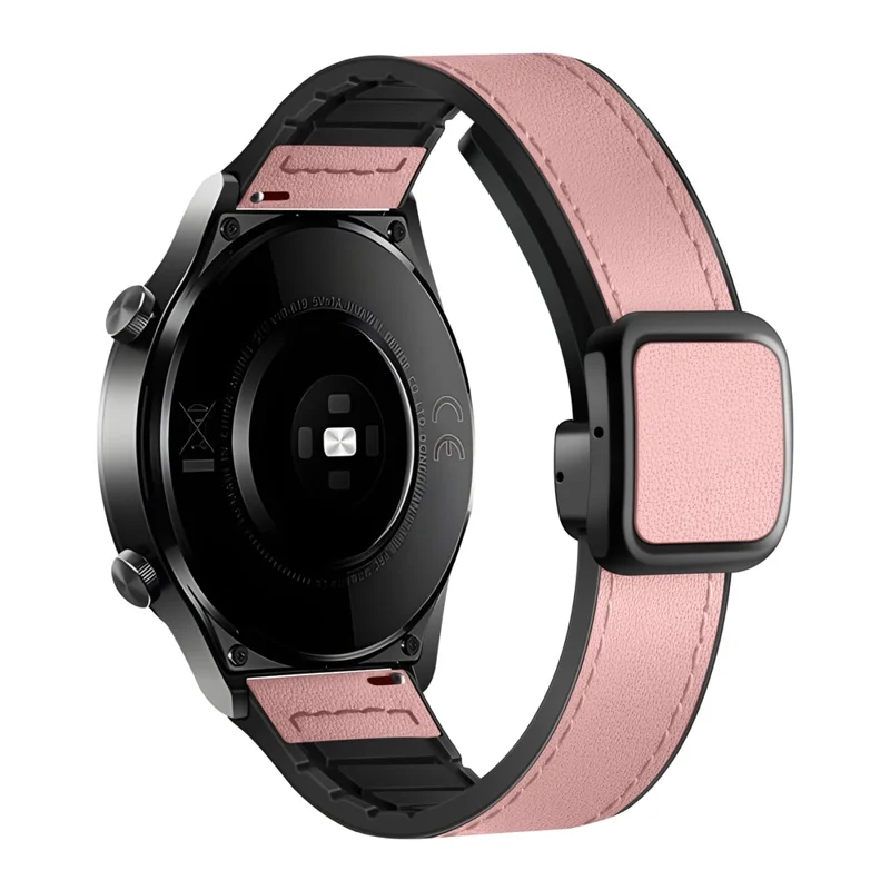 For Samsung Galaxy Watch6 / Garmin Venu Sq 2 Watch Band 20mm PU Leather+Silicone Strap - Pink